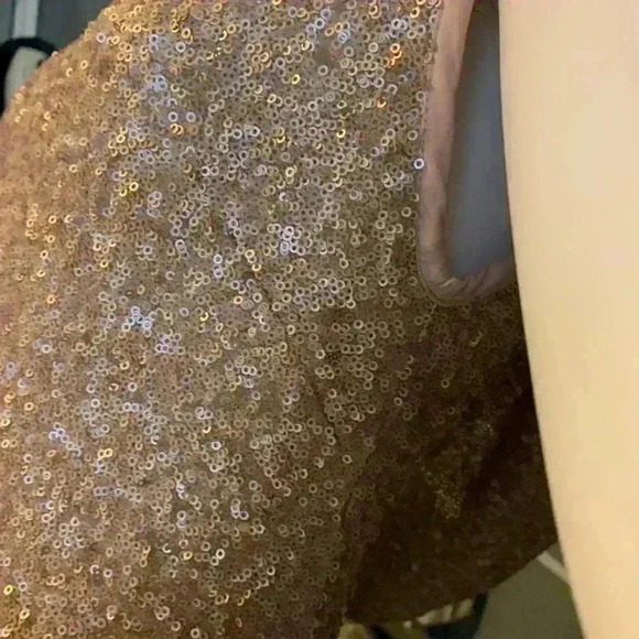 Sorella Vita Cowl Back Sequin Gown Drape Back Gold Cap Sleeve Maxi Dress Sz: 16 - Picture 13 of 15